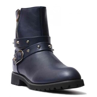 Navy Blue High Top Zip Up Shoes